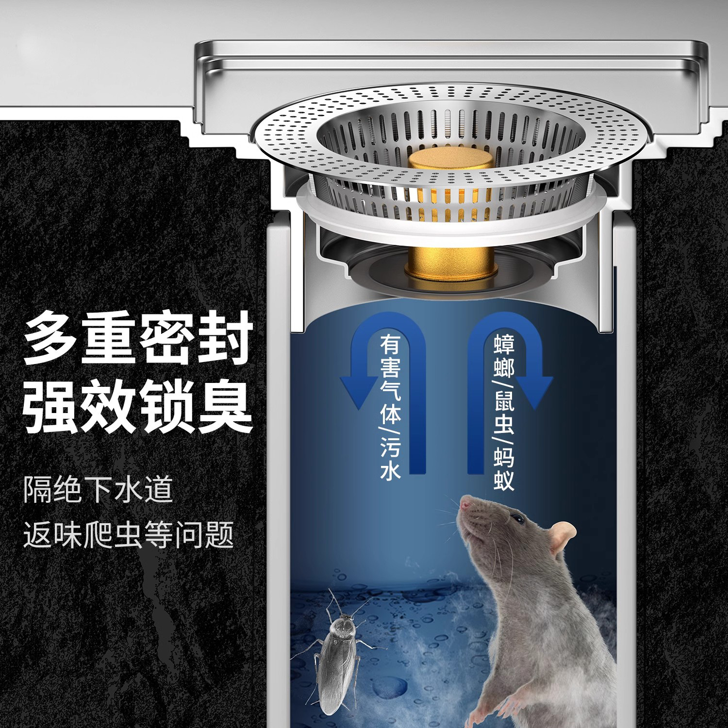 Kitchen Stainless Steel Sink Strainer, Vegetable Washing Basin Drain Plug, Universal Sink Pop-Up Drain Core