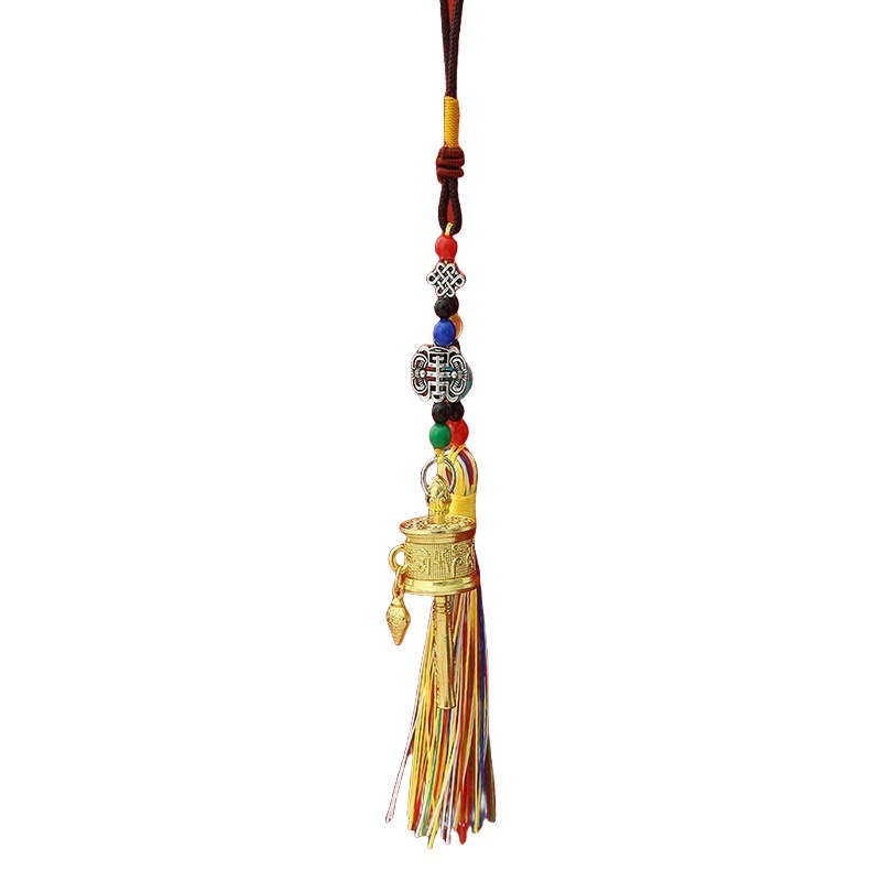 Source Manufacturer Xizang Six-Character Mantra Prayer Wheel Pendant Luggage Waist Badge Car Hanging Tassel Keychain Accessories