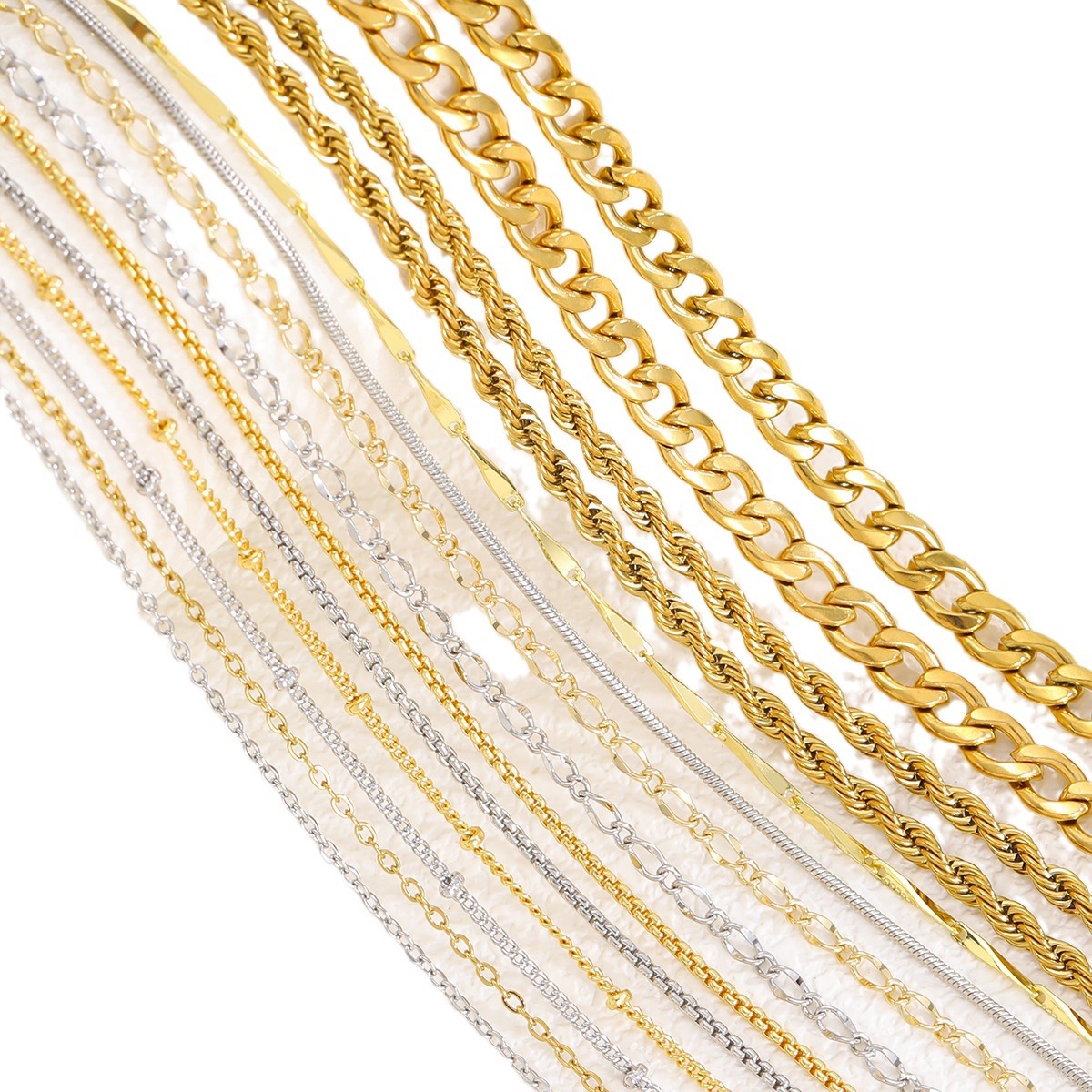 Cross-border 18k gold plating color retention diy necklace Joker a variety of chain styles with in stock accessories wholesale