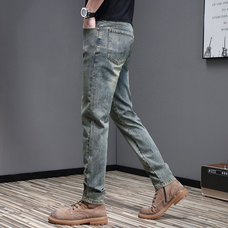 2025 New Men's Slim Fit Skinny Jeans Autumn Trendy Men's Stretch Versatile Korean Style Straight Long Pants