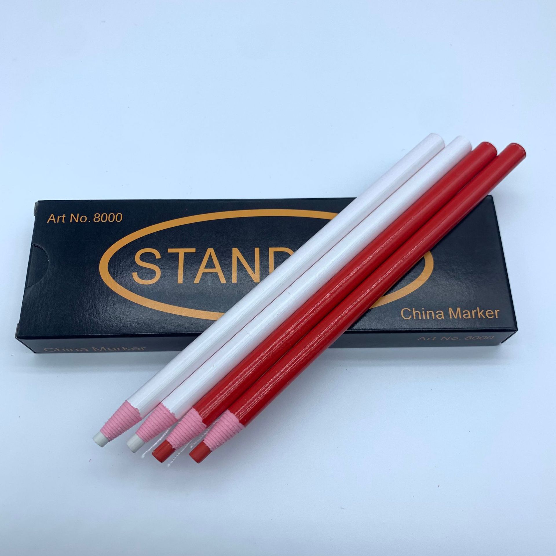 Standard8000 South Korean Leather Marking Pen White Clothing Point Marker Pen No-Sharpening Tear-Off Line Crayon