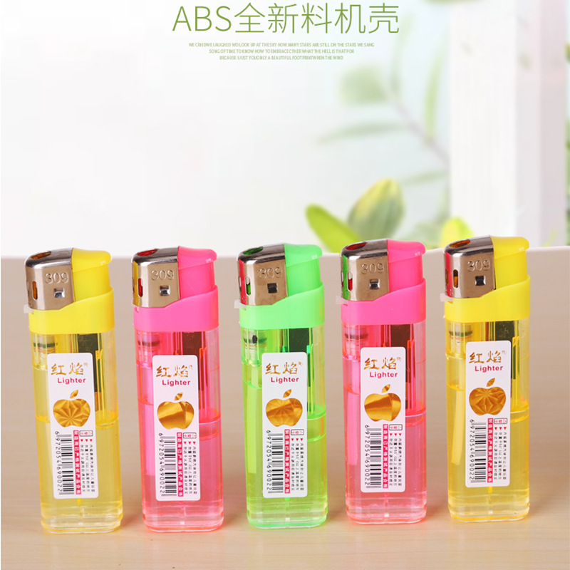 Shaodong Source Factory Wholesale Red Flame Brand Large 309 Lighter Thickeneded Disposable Digital Lighter