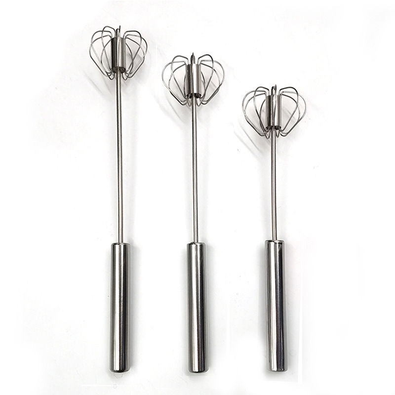 Stainless Steel Semi-Automatic Egg Beater Household Manual Press-Type Rotating Egg Beater Egg Cream Stirring Stick