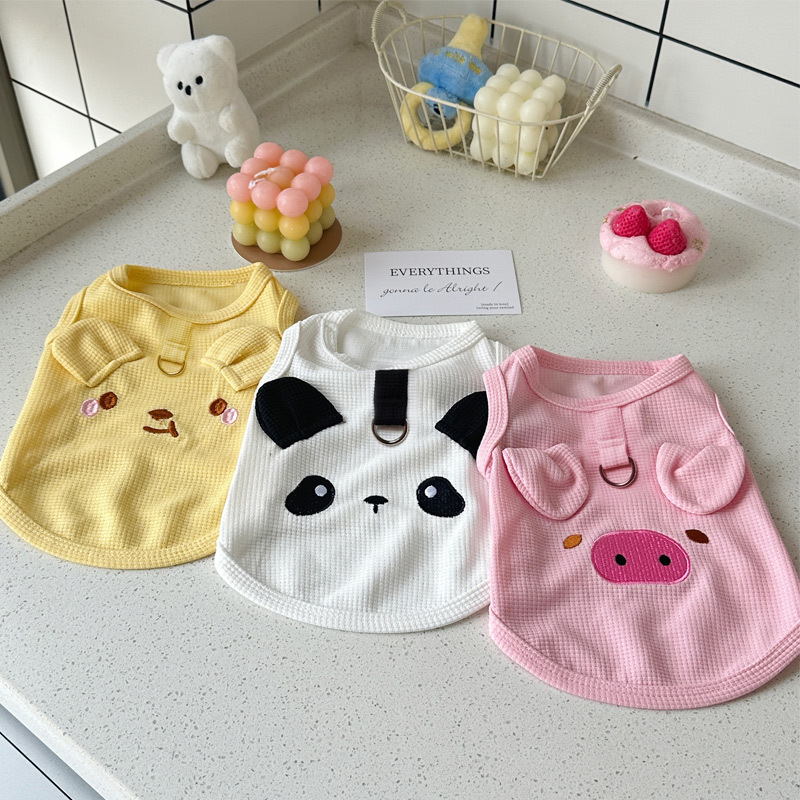 Spring and Summer New Japanese-Korean Ins Style Pet Dog Dog Cat Clothes Teddy Bixiong VIP Tow Waffle Vest
