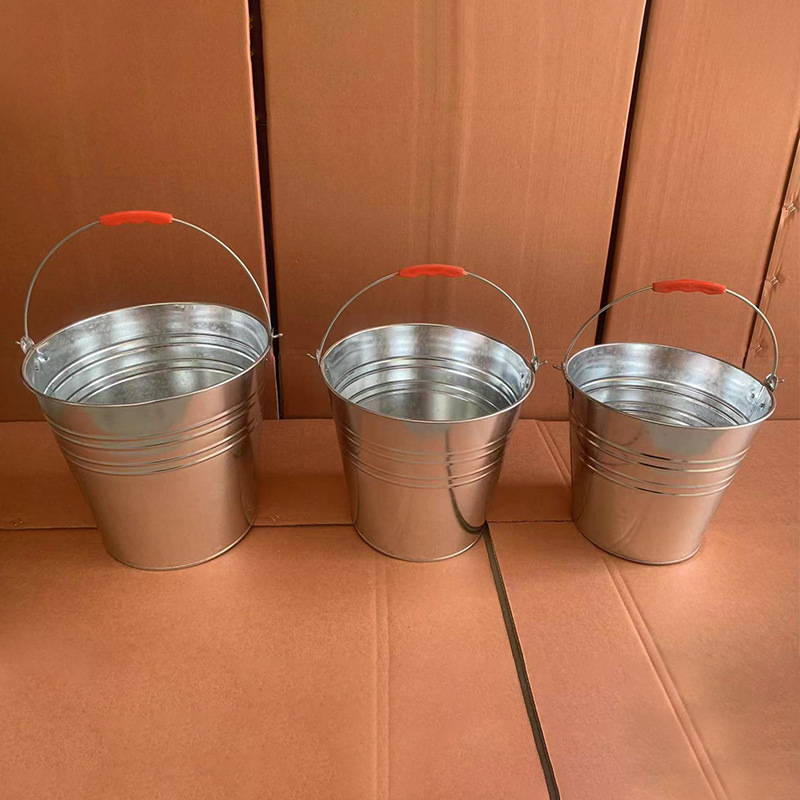 5-18L Galvanized Iron Bucket Household Portable Garden Bucket Small Iron Bucket Agricultural Large Capacity Bucket Metal Bucket