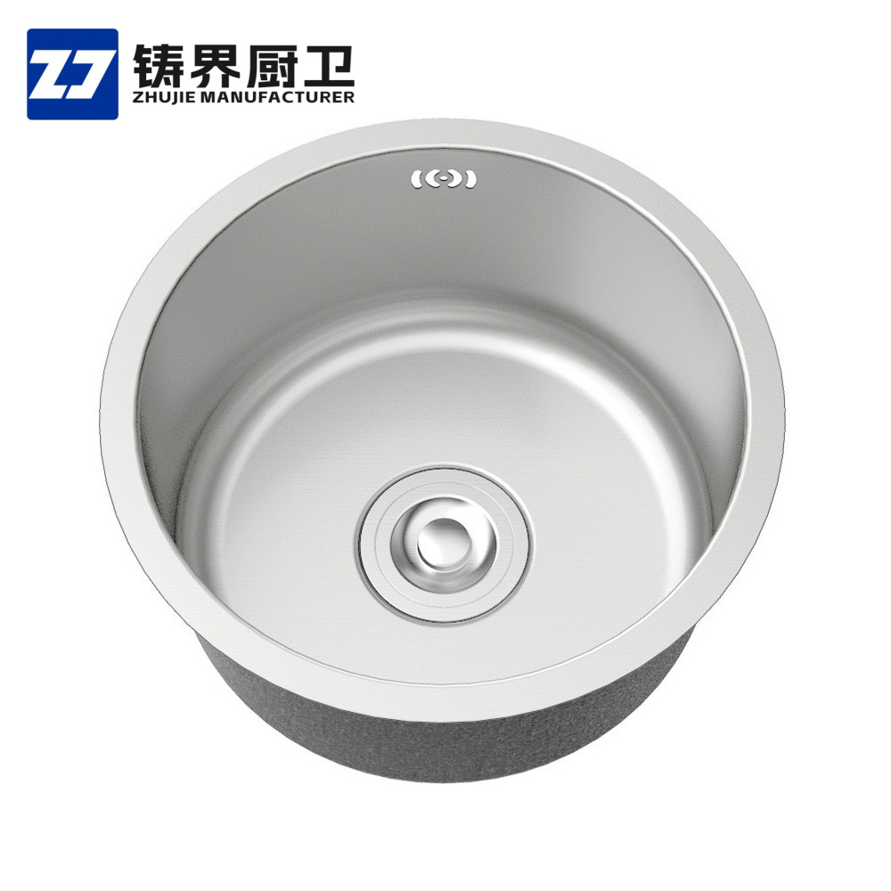 Круглая раковина из нержавеющей стали для кухни односекционная мойка посудомоечная раковина круглая для островного бара маленькая раковина нано черный алмаз