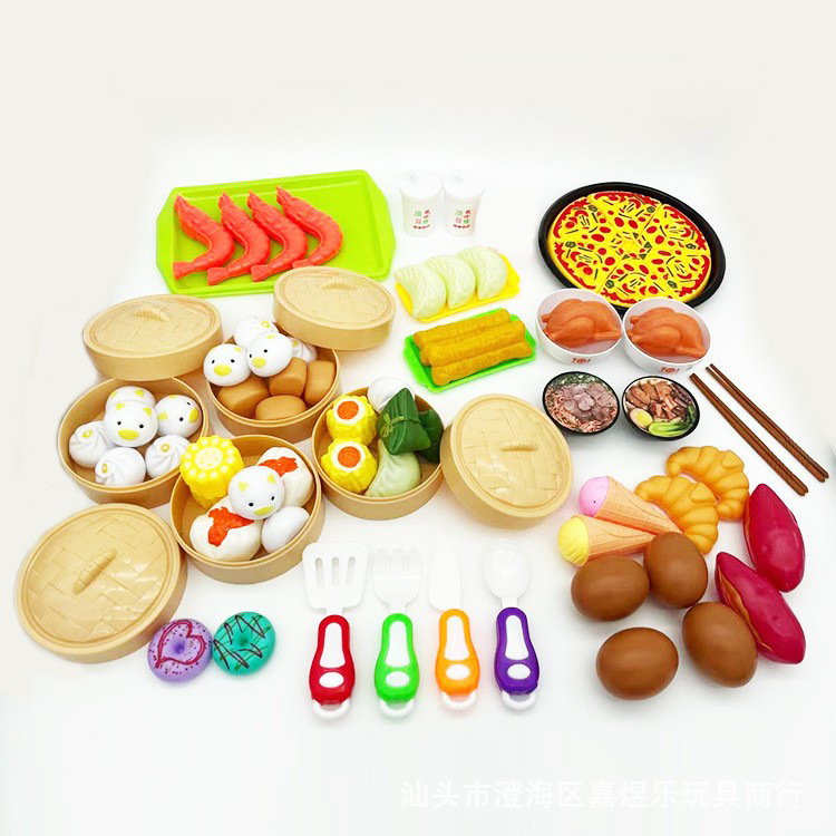 Детский набор для игры в кухню имитация еды пароварка суши