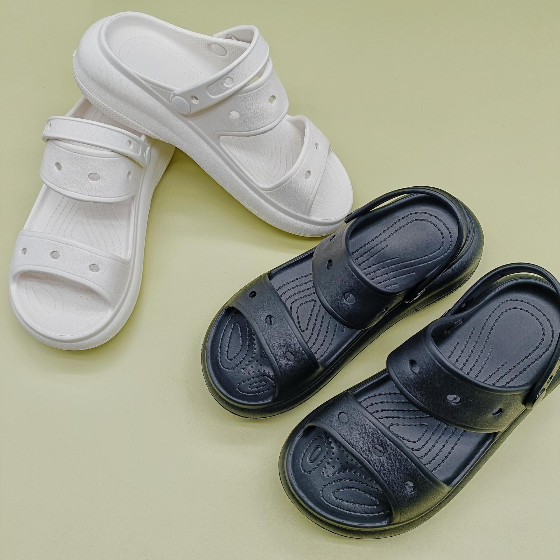 European and American Cross-border New Fashion Thick Bottom Double Strap Sandals Outer Wear Women's Solid Color Slides Sandals slippers