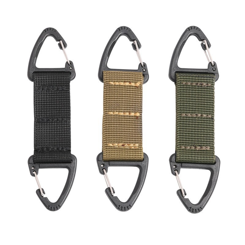Outdoor Tactical Nylon Ribbon Backpack Hanging Buckle Multi-purpose Mountaineering Buckle Double Point Triangle Buckle Two-way Quick Hanging Key Chain