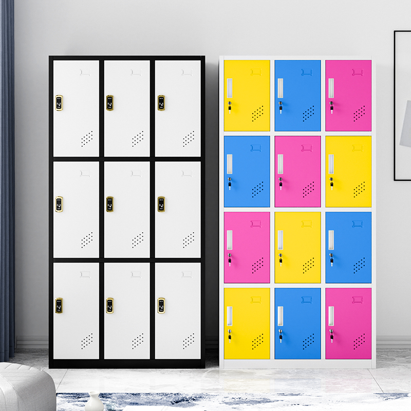 Colorful Gym Bathroom Locker Staff Dormitory Iron Locker with Lock Swimming Pool Bag Storage Locker