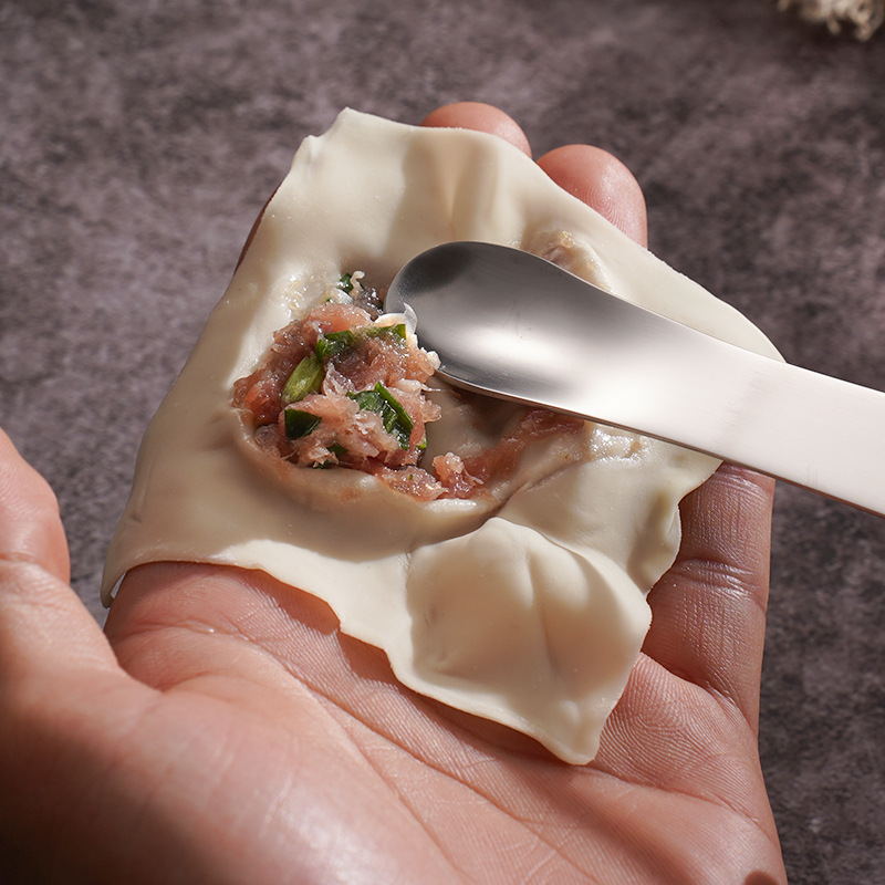 304 Stainless Steel Dumpling Spoon Dual-use Stuffing Digging Mixer Stuffing Spoon Household Dumpling Wonton Spoon Tool