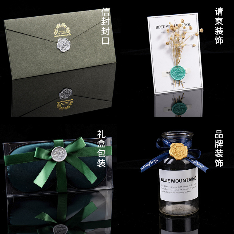 Fire Paint Wax Label Fire Paint Seal Sticker Envelope Sealing Wedding Invitation Card Fire Paint Sticker to Figure to Word Logo Customization