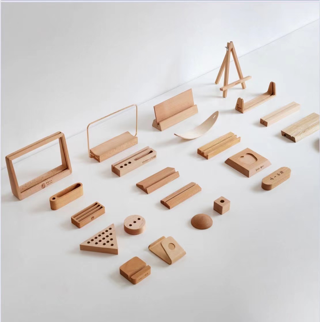 Solid wood postcard base desktop photo holder card holder wooden note holder desk calendar base price sign bracket