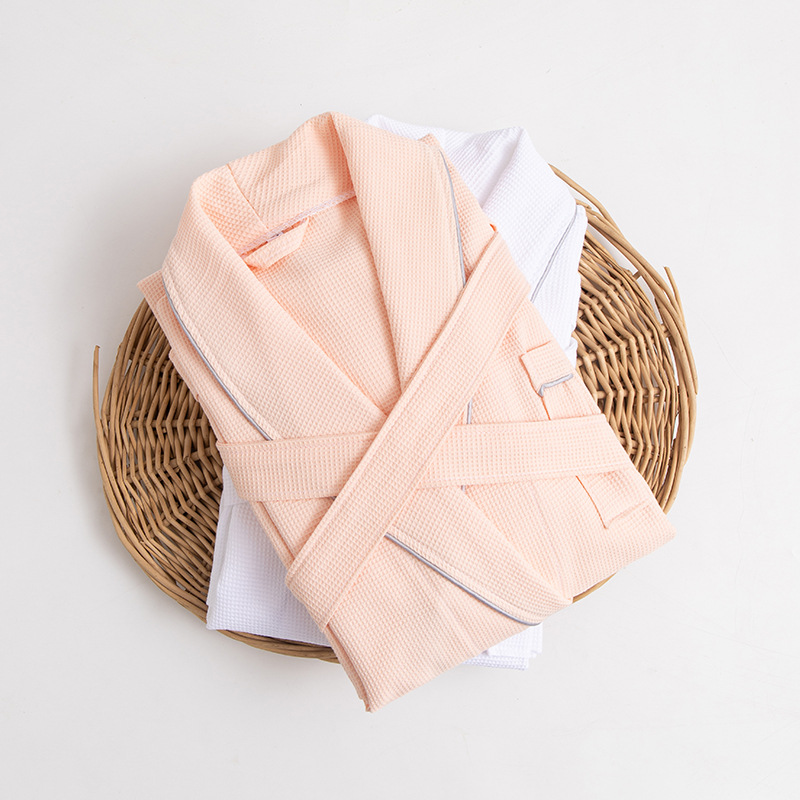 Honeycomb Waffle Bathrobe Hotel Homestay Four Seasons Cotton Bathrobe Couple's Home Clothes Absorbent Sweat Steamed Nightgown for Men and Women