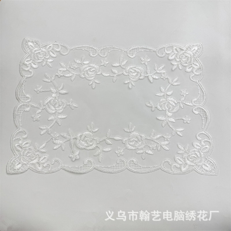 European Double-Layer Mesh Lace Embroidery Rope Embroidery Placemat Tea Set Cover Bedside Table Tv Dust Cover Decorative Cloth