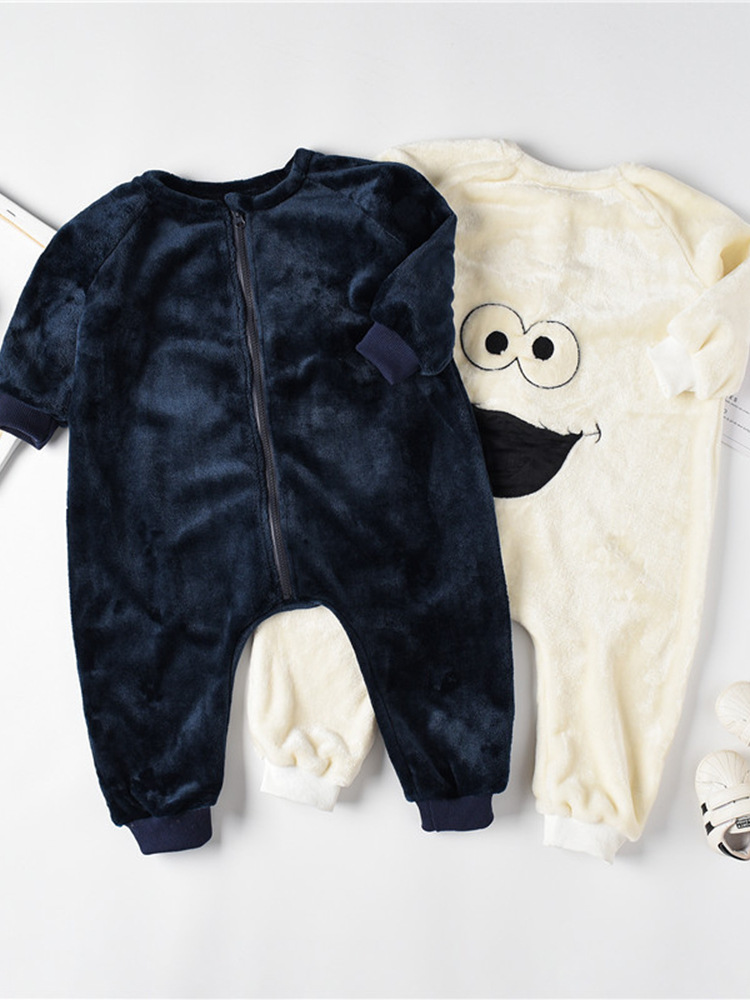 Black Adam Children's Coral Fleece Jumpsuit Autumn and Winter Sesame Street Pajamas Children's Baby's Flannel Home Clothes