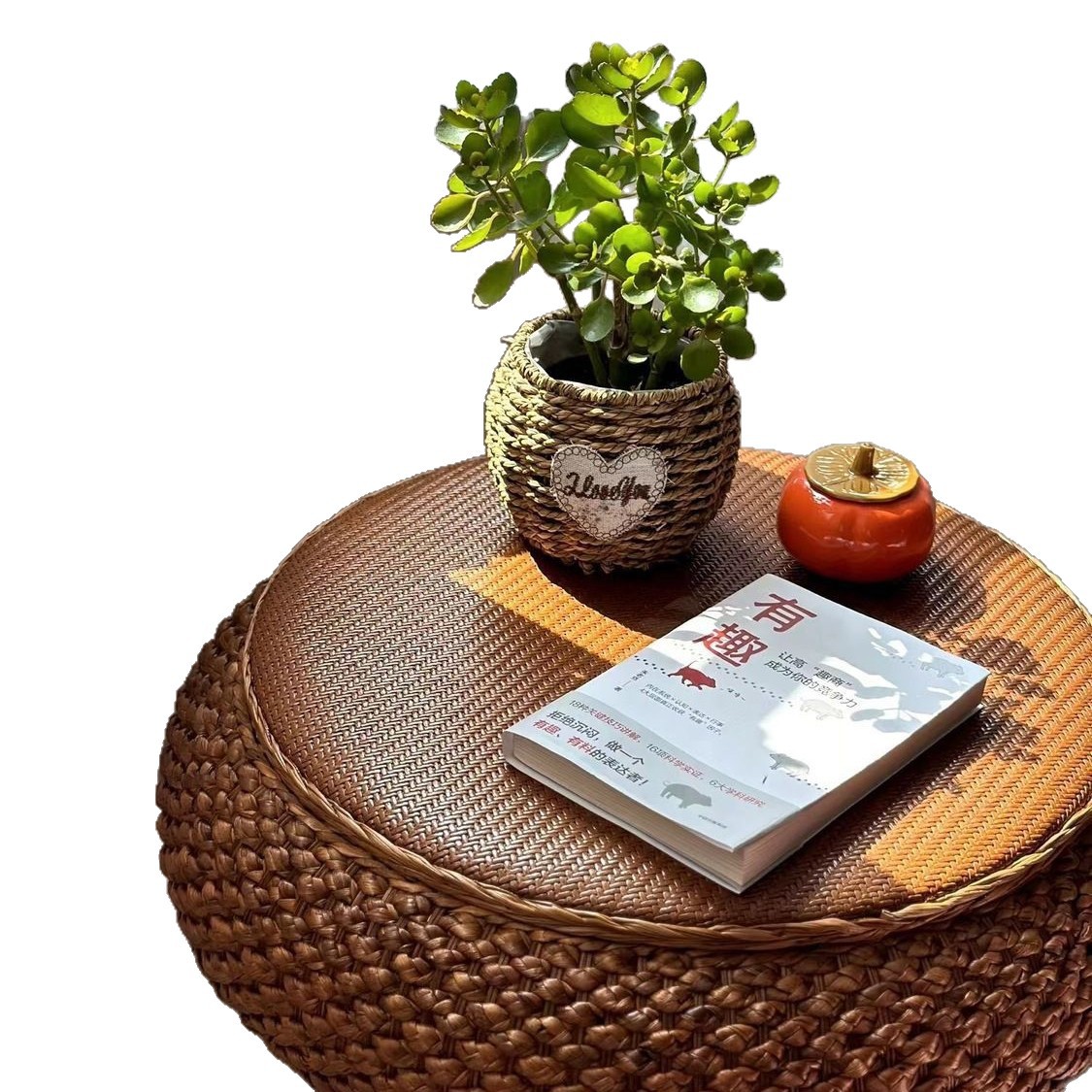 Tatami-Style Trendy Coffee Table for Bay Window, Small Table, Kang Table for Bedroom, Simple Home Use, Low Table for Windowsill, Rattan Woven with Storage