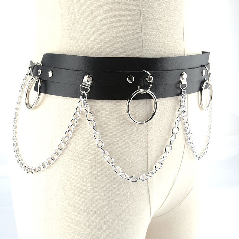 Dark Chain Punk Belt for Women, Hip-Hop Gothic Style, Suitable for Pairing with Dresses, Jk Jacket Decoration, Studded Belt