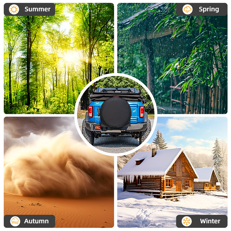 Car Spare Wheel Cover 210D Silver-Coated Oxford Cloth Waterproof Sun Protection Anti-Dirty Tire Cover Universal Tire Cover