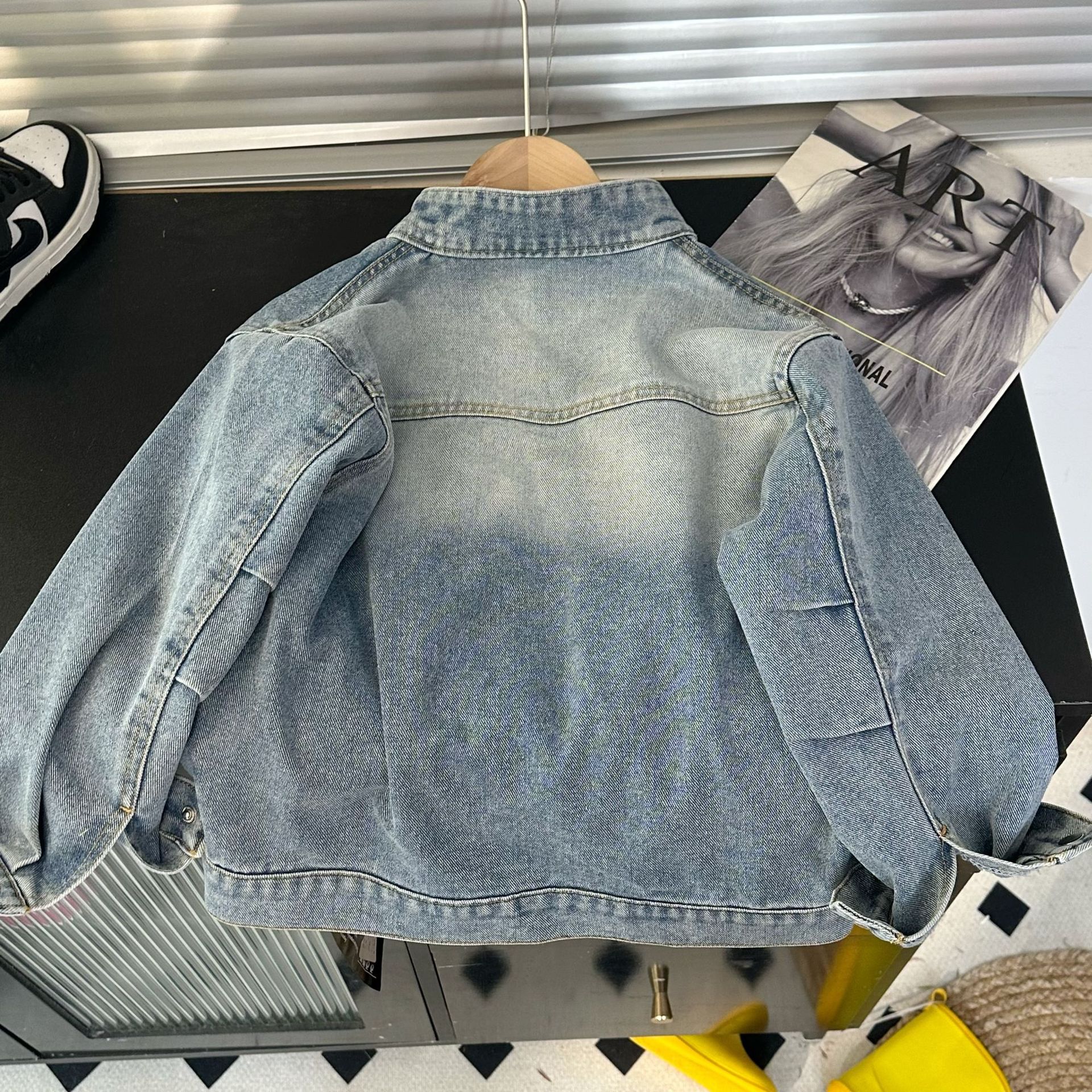 Children's Hong Kong Fashion Handsome Sand Wash Vintage Denim Jacket Boys and Girls Casual Short Style Collar Top Fashion