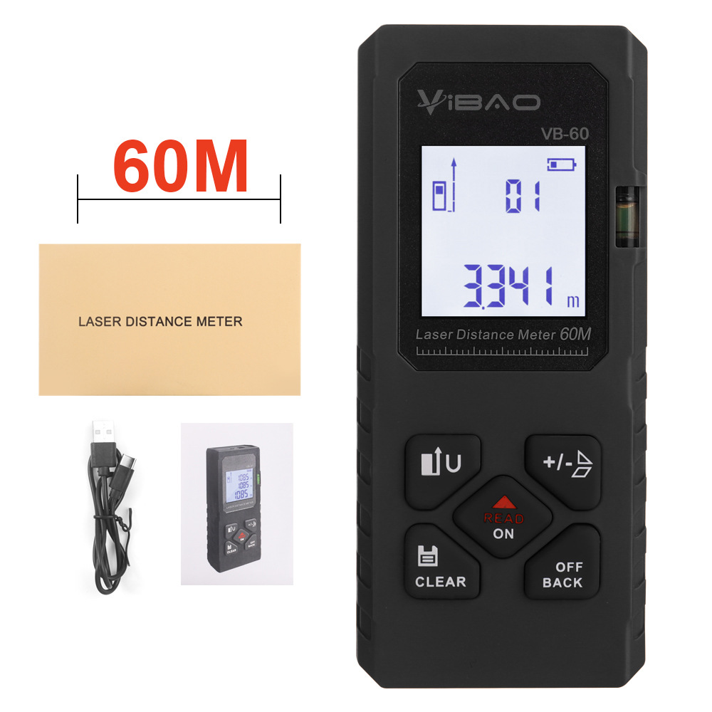 Лазерный дальномер ручной инфракрасный электронный измеритель 60м многофункциональный горизонтальный лазерный дальномер
