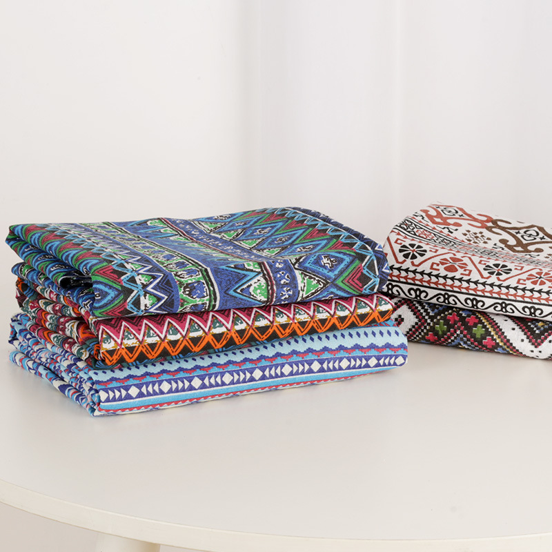 Wholesale ethnic style series linen fabric sofa cloth background cloth stall tablecloth cotton and linen pillow cushion fabric