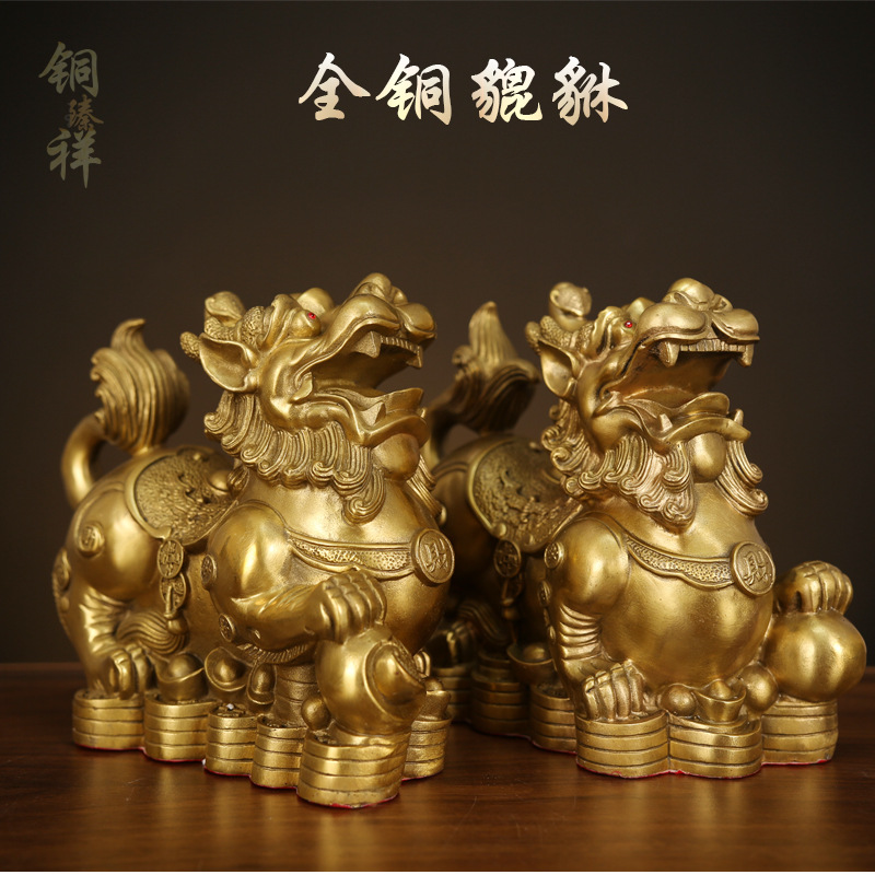 Factory wholesale all brass pixiu ornaments lucky a pair of shop pixiu lucky craft gifts