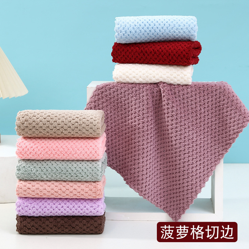 High density coral fleece towel absorbent thick children's kindergarten wipe small square cotton multi-color square towel cloth wholesale