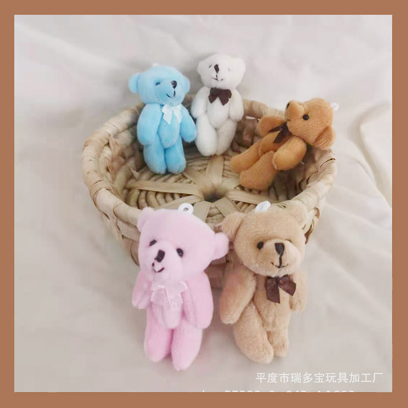 Plush toy factory direct supply 8cm joint bear small pendant gift pendant bag key pendant