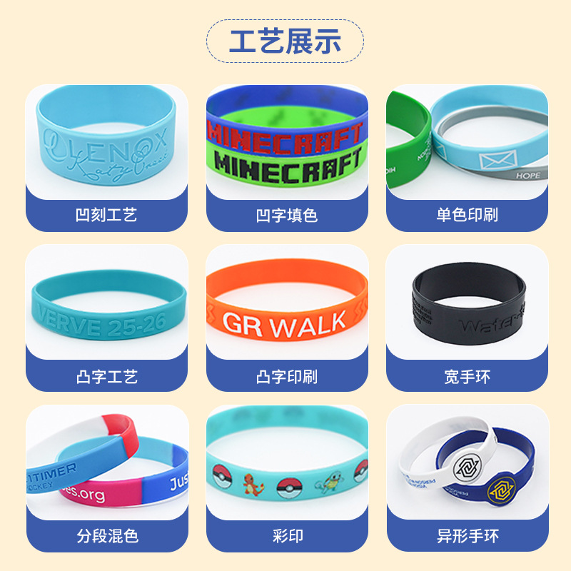 Silicone Bracelet Printed Text Logo Concave and Convex Lettering Holiday Event Wrist Strap Outdoor Sports Wrist Strap