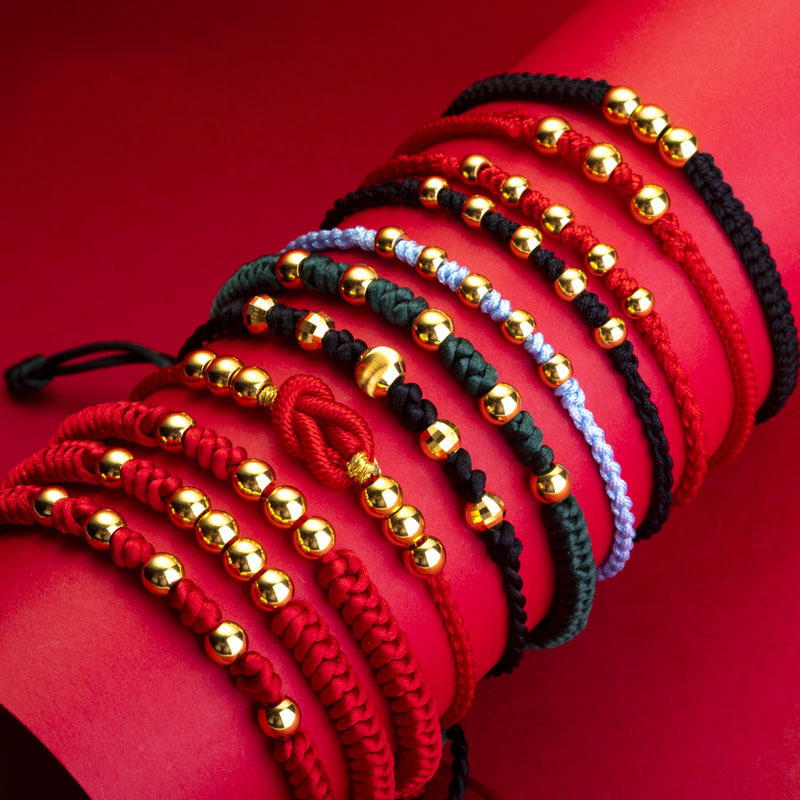 Pure Gold 999 Gold Small Gold Beads 3D Hard Gold Gold Beans Glossy Gold Loose Beads Round Beads with Bead Transfer Bead Bracelet