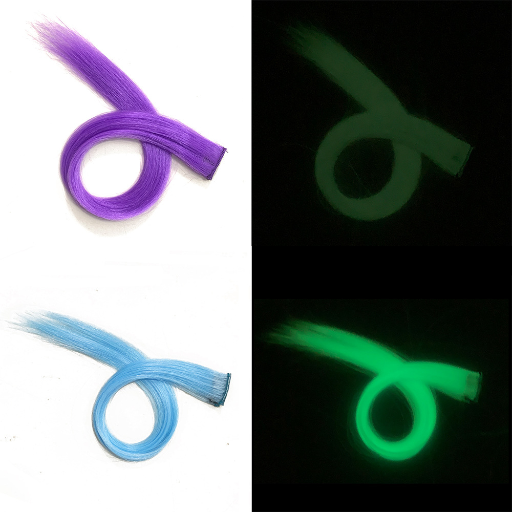 Luminous Hair Piece Color Hanging Ear Dyeing Wig Piece Absorbs Light First and Luminous Internet Celebrity Same Style Women's Straight Hair Extending Piece