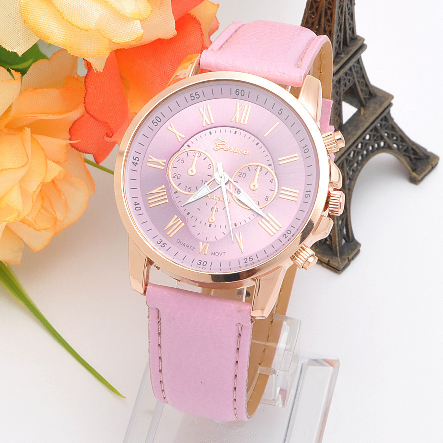 Wholesale Korean trendy Geneva plastic case double-layer ladies belt quartz student watch fashion watch in stock