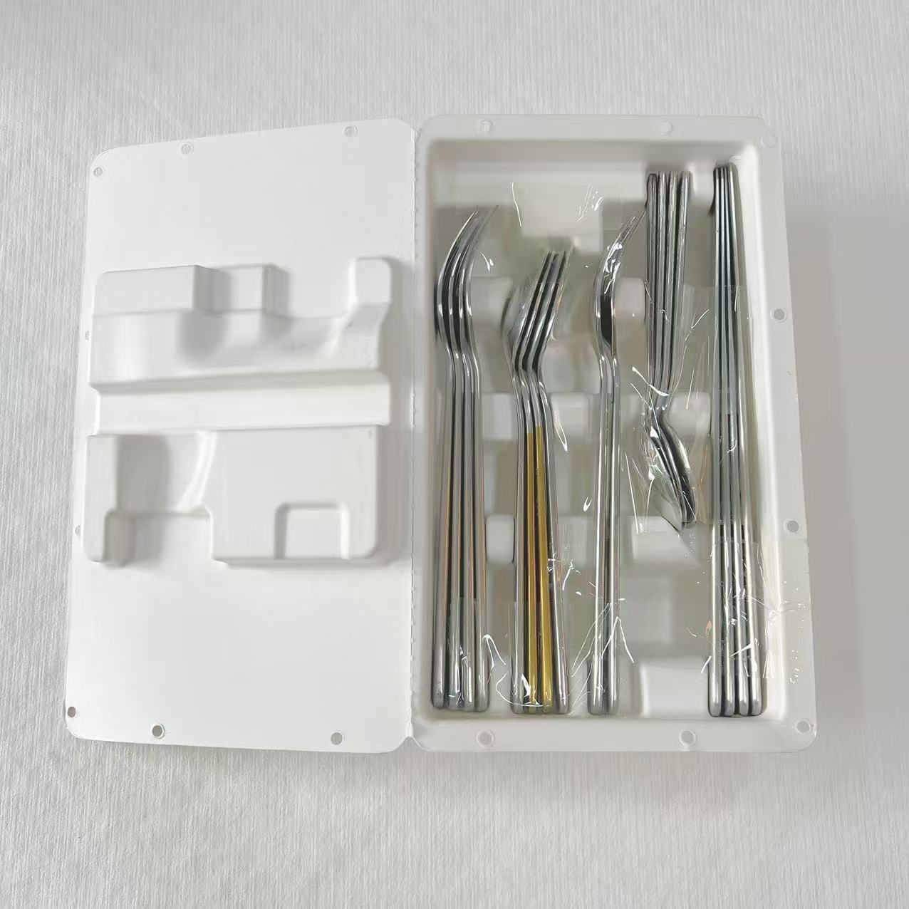 Paper Pulp Molded Tableware Box Wet-Pressed Moisture-Proof Packaging Environmentally Friendly Degradable Material Plastic Film Shock-Proof Lining Dust-Proof Paper Tray