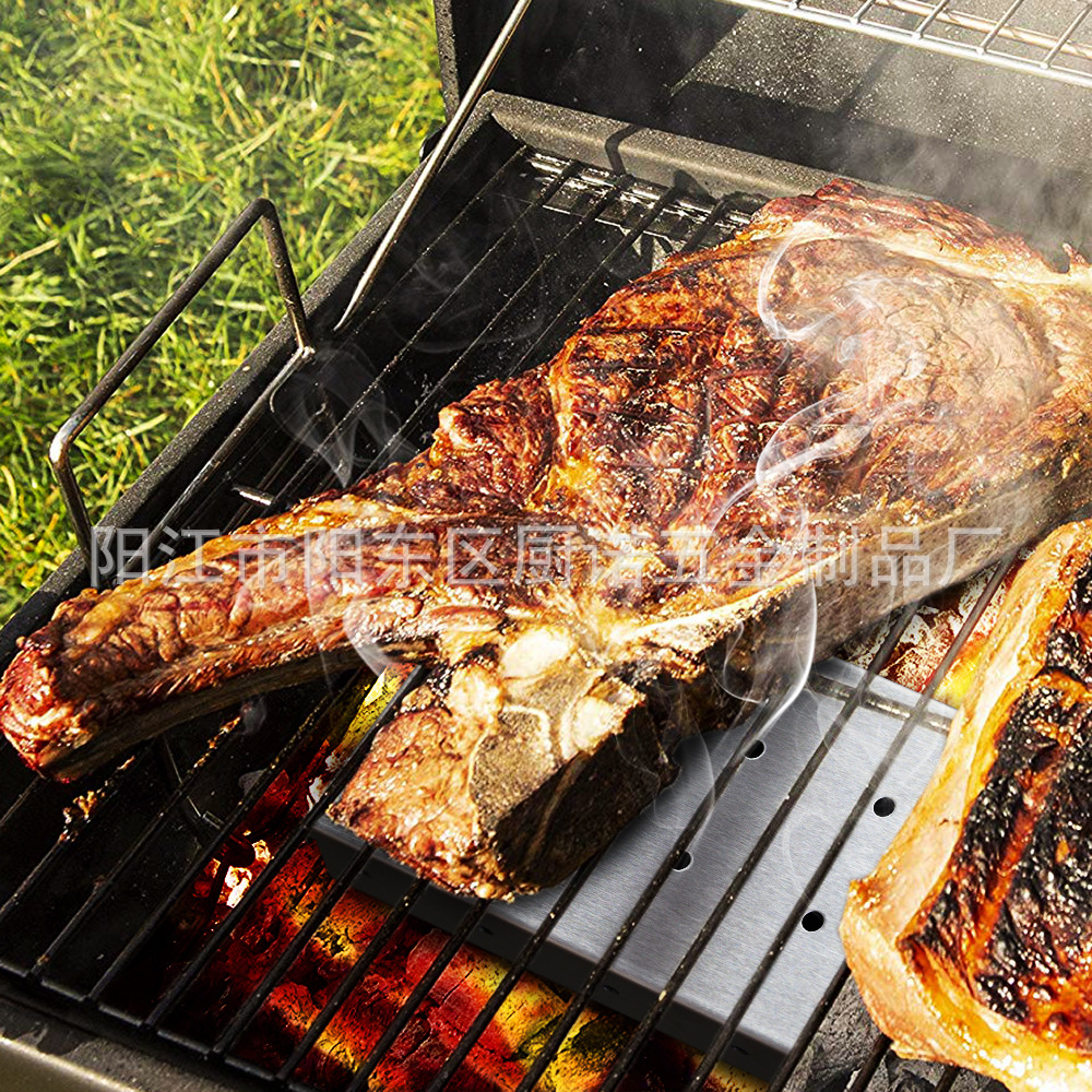 Bbq Tools Stainless Steel Smoker Box Fruit Wood Box Smoked Meat Box Bbq Matching Smoke Box Smoker Box