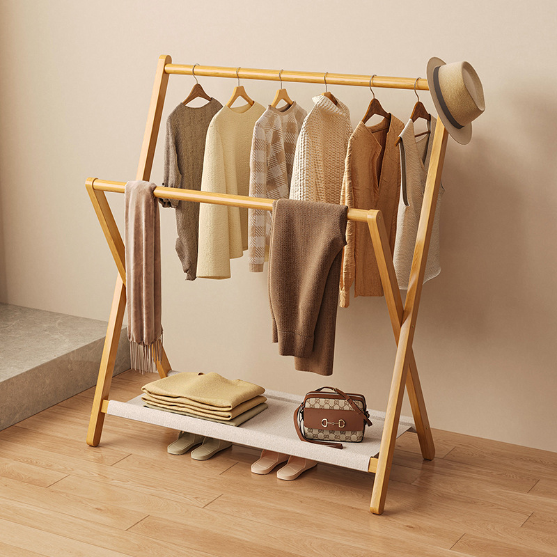 Folding Clothes Rack, Floor-Standing, Bedside Clothes Storage Rack, Home Bedroom Simple Storage Rack, Coat Rack