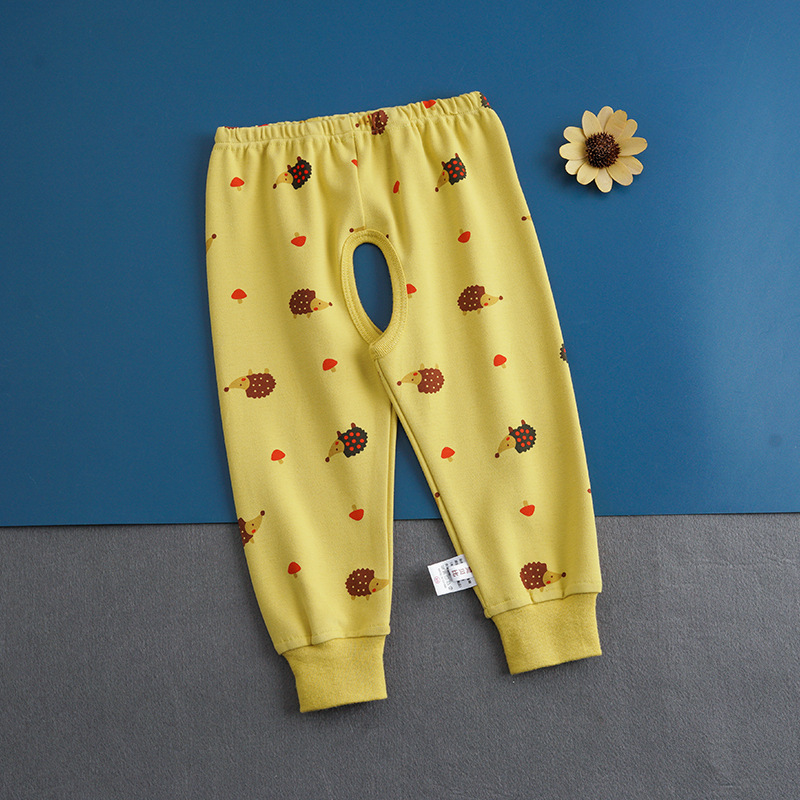 Hao Beibi Baby Open Crotch Pants Summer Thin Pajama Pants Air Conditioning High Waist Belly Pants to Prevent Cold A Cotton