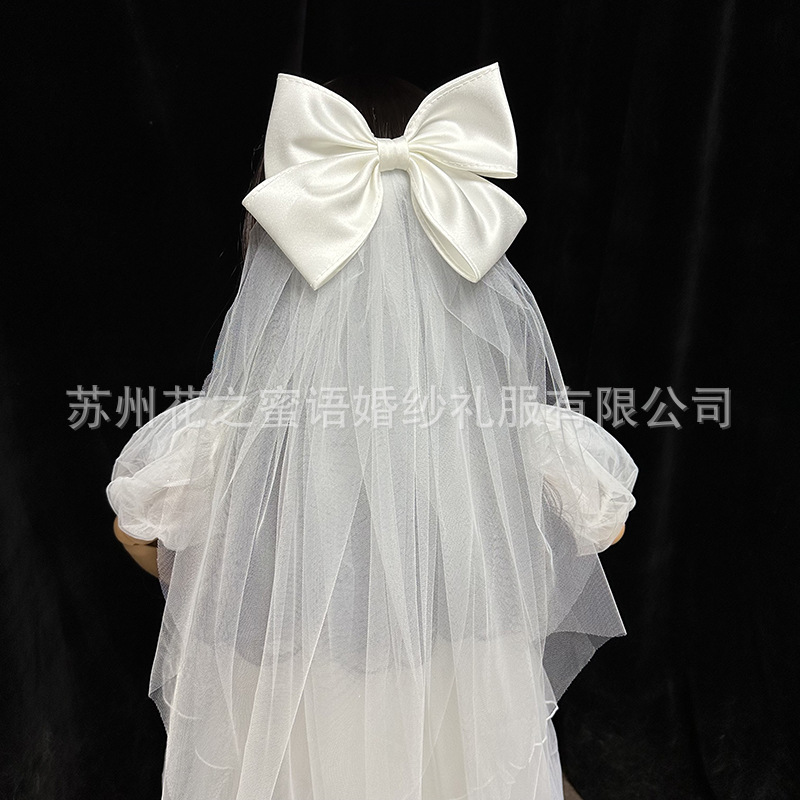 Bow Veil Light Veil Small Fresh Simple Sweet Bride Wedding Photo High-grade Headwear Travel Photo