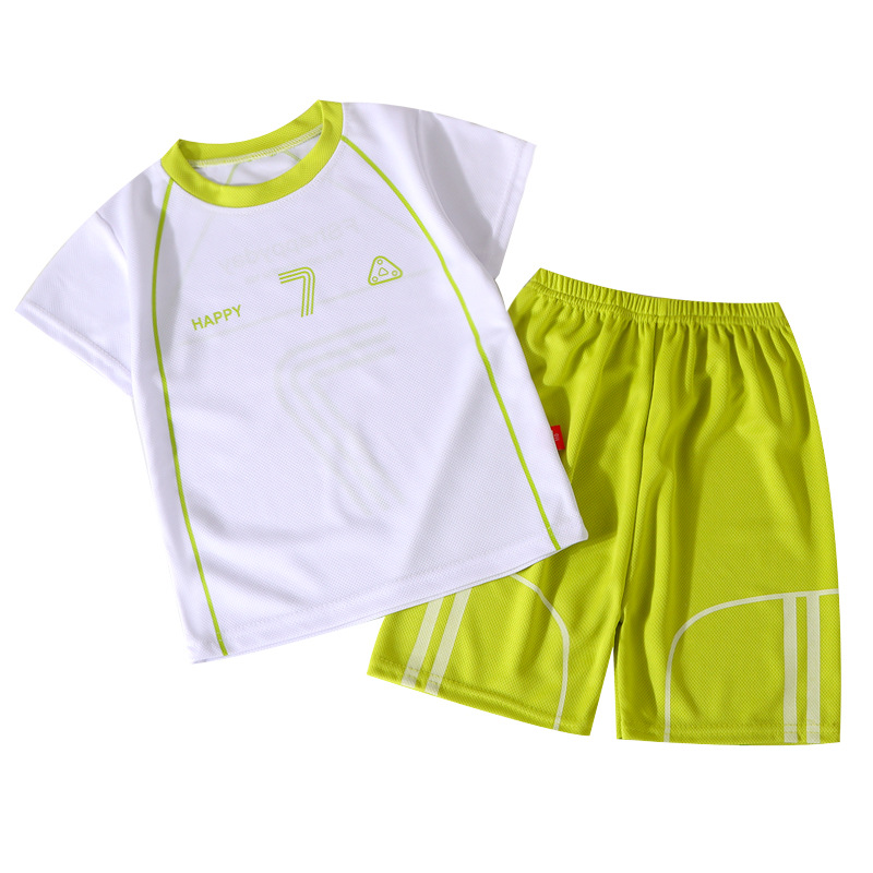Boys' Summer Thin Sports Suit, Big Boys' Summer Stylish Short-Sleeve Jersey Two-Piece Quick-Dry Set
