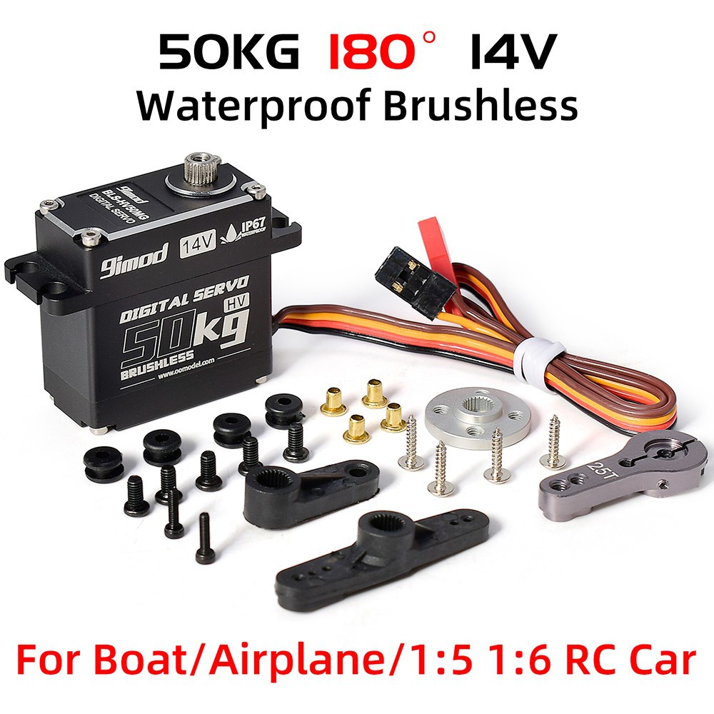 9imod 50kg 60kg 70kg Brushless Waterproof Steering Gear Metal Tooth Digital High Voltage 14v Server