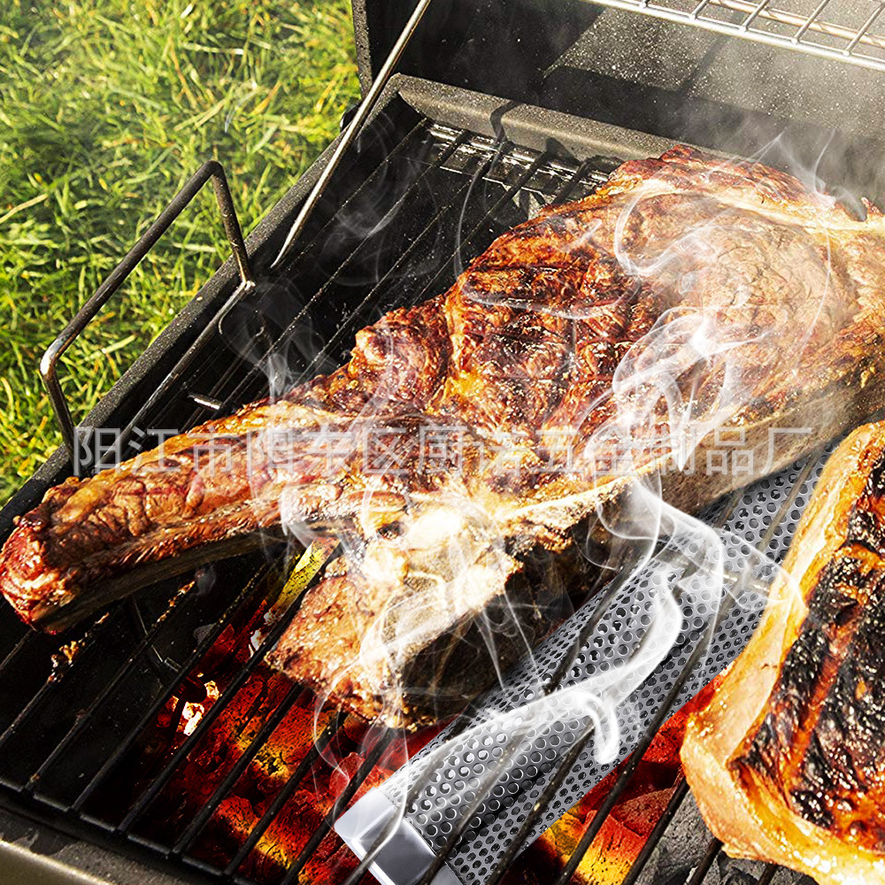 Bbq Tools 304 Stainless Steel Smoke Tube Rhombus Fruit Wood Box Smoke Box Bbq Smoker Tube