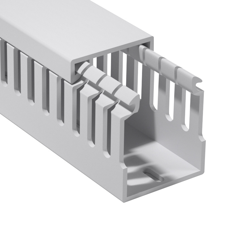 PVC dense tooth slot open plastic plc weak current cabinet wiring slot flame retardant gray U-shaped open fine tooth pvc slot