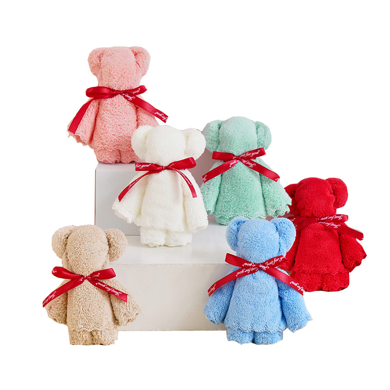 Bear Towel Coral Velvet Pineapple Plaid Souvenir Towel Logo Wedding Return Gift Opening Small Gift Towel Wholesale