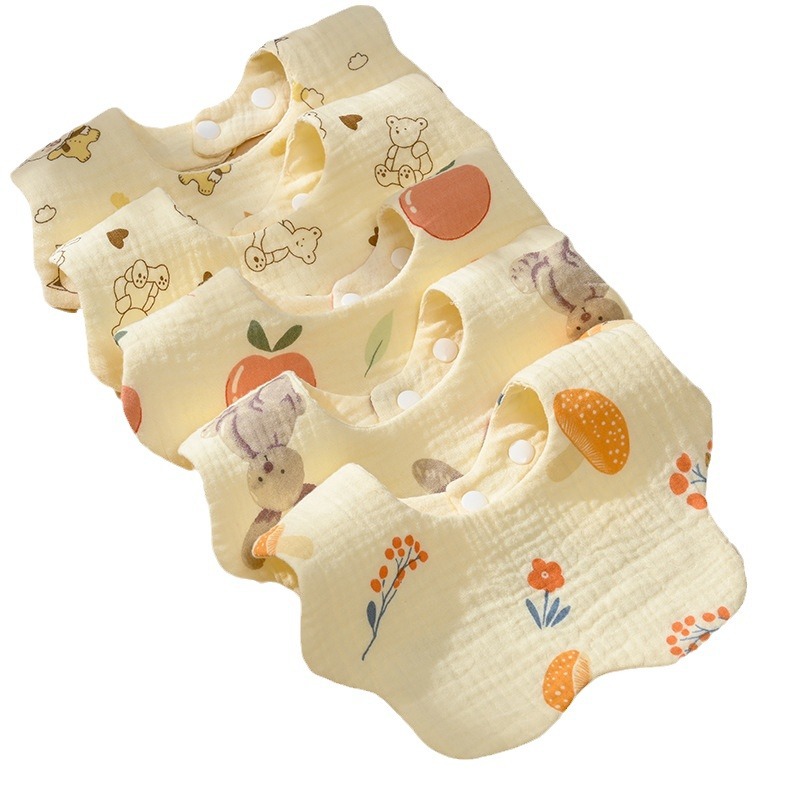 Baby Gauze Bib Pure Cotton Type a Saliva Towel Baby Grass Dyeing 360 Degree Newborn Bib for Men and Women