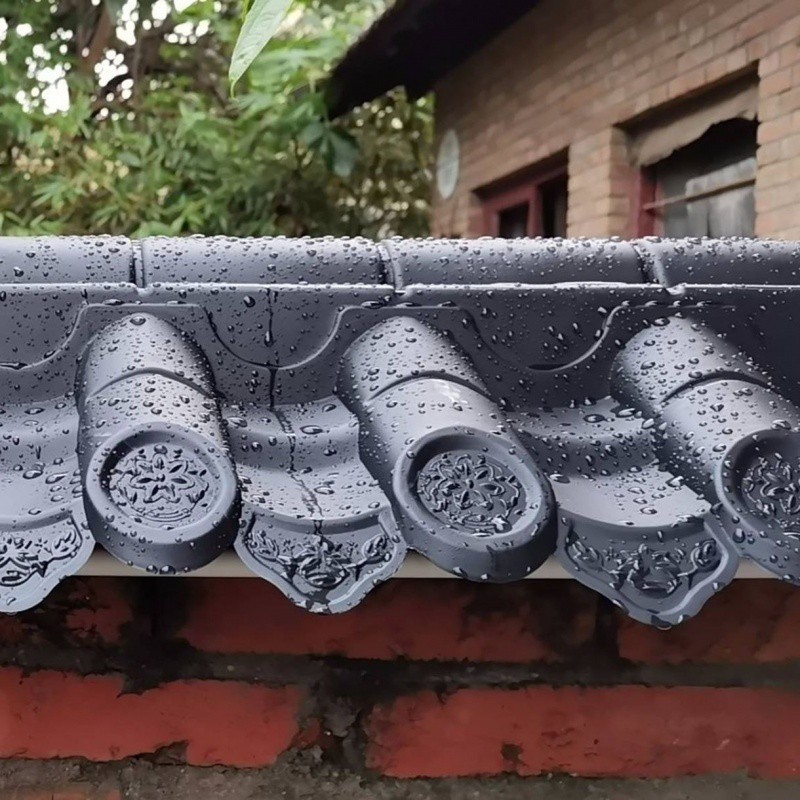 Wall Tile Cap 123478 Antique-Style Double-Sided Integrated Maroon Resin Tile for Courtyard Wall Cap