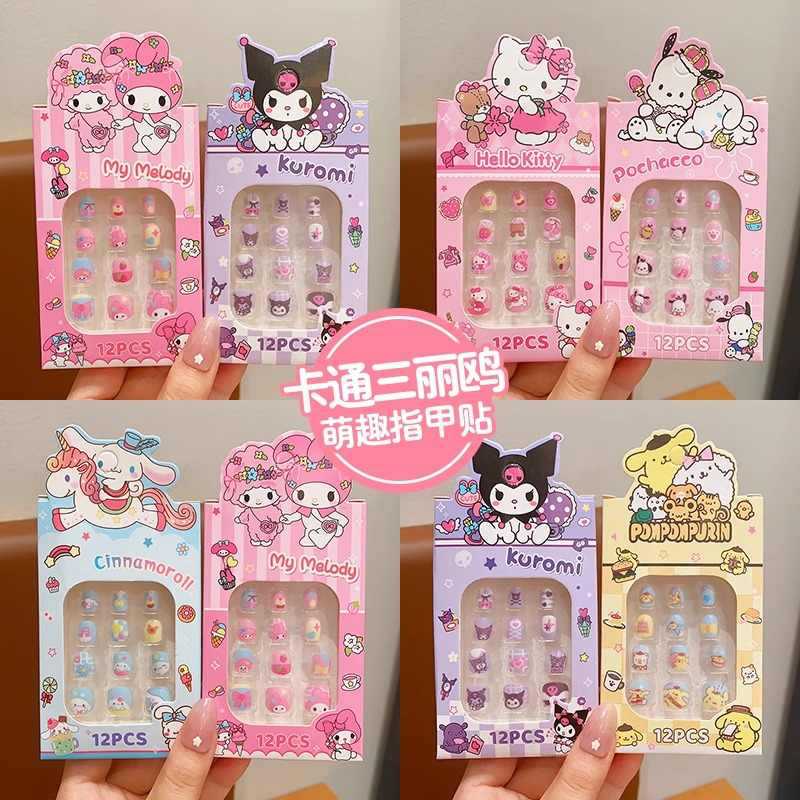 Children's Wearing Nail Pieces Kulomi Girl's Removable Funny Nail Stickers Cartoon Sanrio Toy Nail Stickers