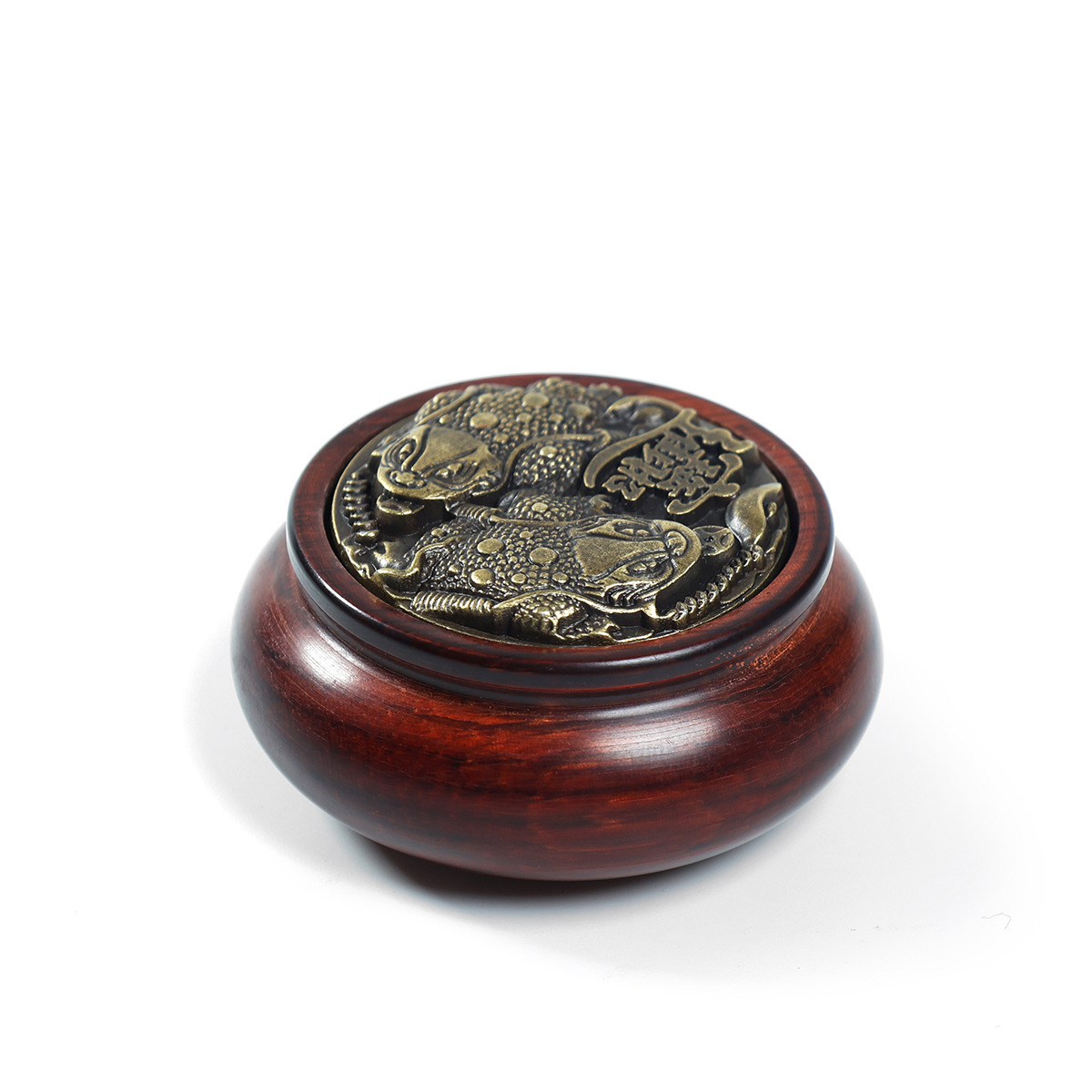 Red Sandalwood Cornucopia Hand Handles Brass Money-Making Cultural Play Handles Turn Copper Money Decompression Toy Hand Play Carry-on Play