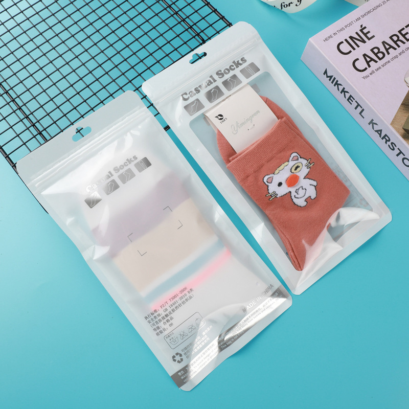 High-grade men's and women's socks bag white long and short socks bag stockings chain plastic bag socks packaging bag spot