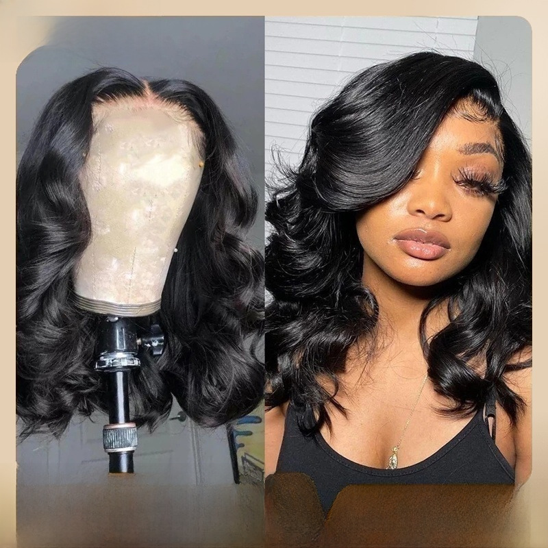 Cross-Border Foreign Trade European and American Dyed Wigs Fashionable Medium-Length Curly Hair Middle Parted Wavy Micro-Curly Chemical Fiber Wig Headgear in Stock