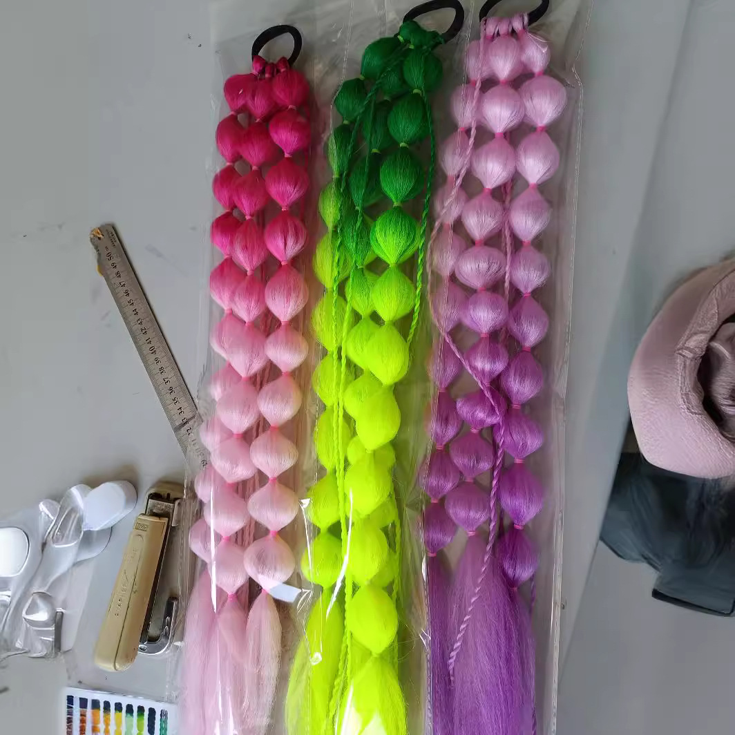 [Children's New Product] Girl's Twisted Ponytail Lantern Bubble Stage Play New Chinese Ponytail Cyber Celebrating Ponytail